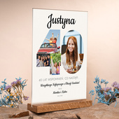 Statuetka z plexi z drewnianą podstawką 21x30 cm – Prezent na 40 urodziny