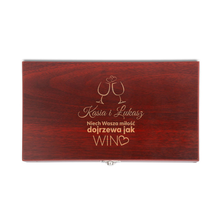 Zestaw do wina z grawerem PREZENT NA ROCZNICĘ ŚLUB