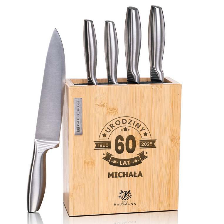 Zestaw noży z grawerem – prezent na 60. URODZINY DLA NIEGO