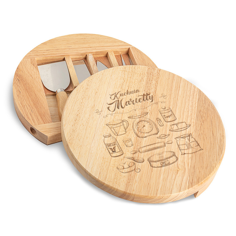 Personalizowana DESKA DO SERÓW z nożami GRAWER KUCHNIA + IMIĘ kuchnia