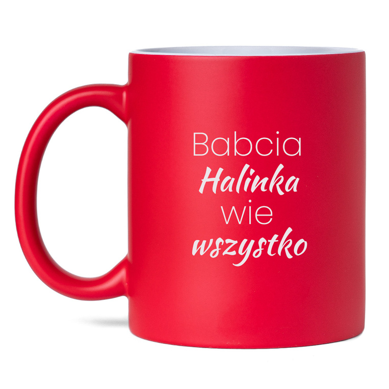 Grawerowany kubek ceramiczny z DLA BABCI – na Dzień Babci, imieniny, święta
