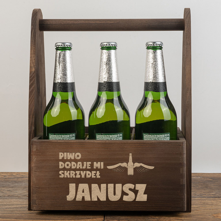 Nosidło na piwo z grawerem PIWO DODAJE MI SKRZYDEŁ + IMIĘ