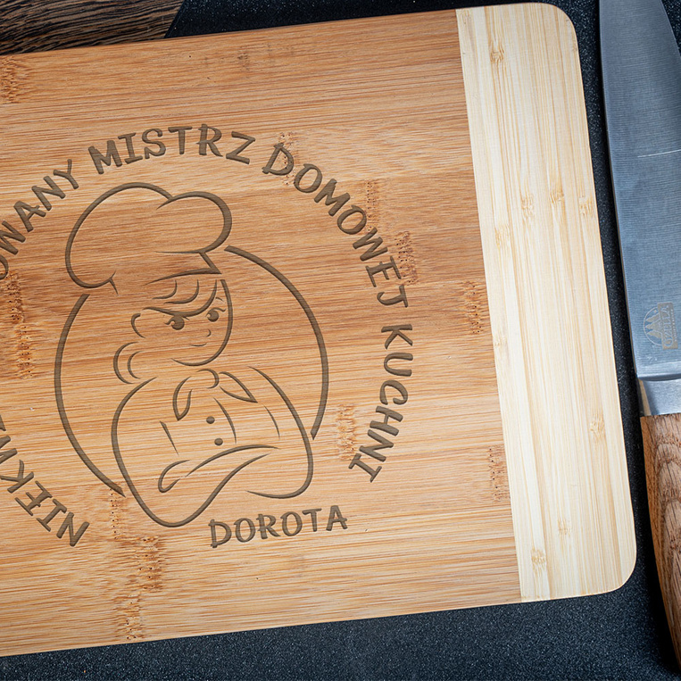 Deska do krojenia z grawerem MISTRZYNI DOMOWEJ KUCHNI + IMIĘ prezent dla niej