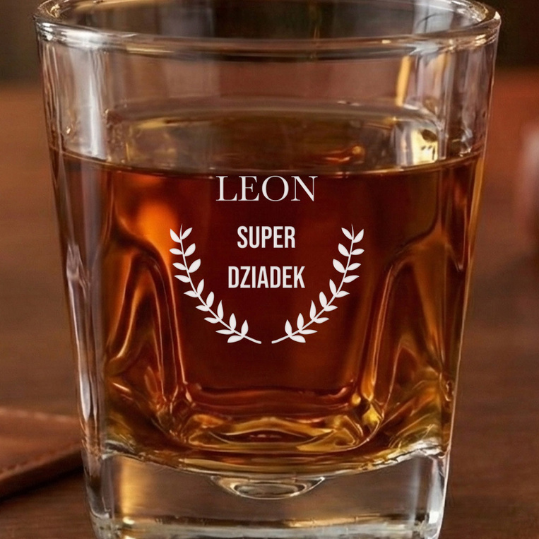 Szklanka do whisky z grawerem SUPER DZIADEK LEON