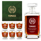 Karafka + 6 szklanek w zielonej skrzynce z grawerem PREZENT DLA BRATA PRZYJACIELA