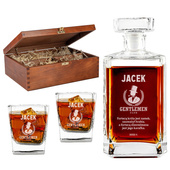 GRAWEROWANY ZESTAW DO WHISKY karafka i 2 szklanki w drewnianym pudełku DLA NIEGO