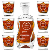 Karafka łamana i 6 szklanek ZESTAW do whisky na 18 URODZINY