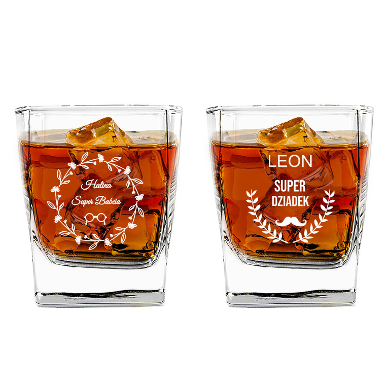 2 Szklanki do whisky - ZESTAW DLA BABCI I DZIADKA na prezent