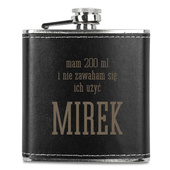 Grawerowana piersiówka w skórzanej obwolucie na prezent DLA NIEGO