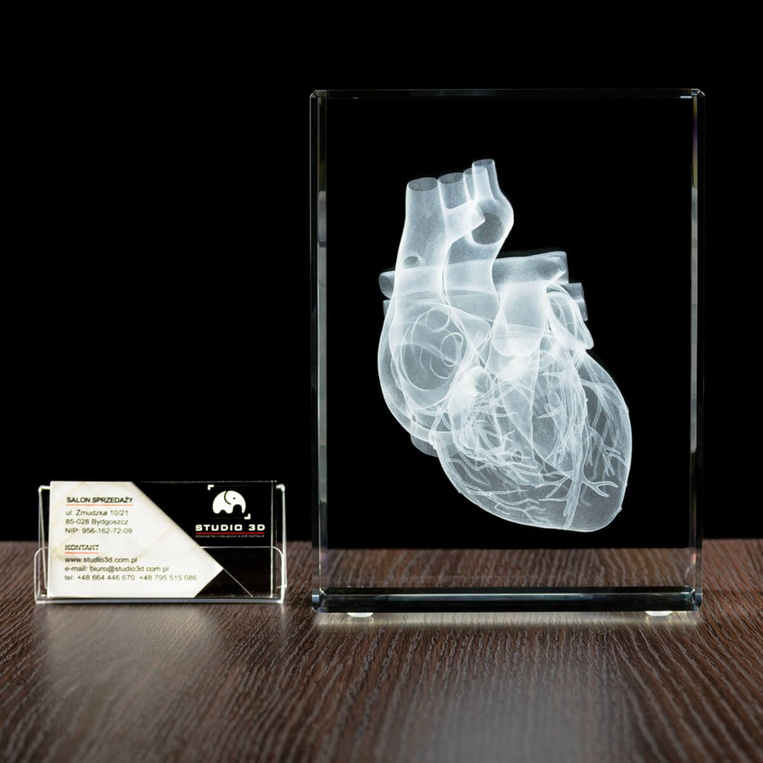 Serce 3D w dużej statuetce 150x200x100 mm - Grawer Prezent Medyczny Podziękowania