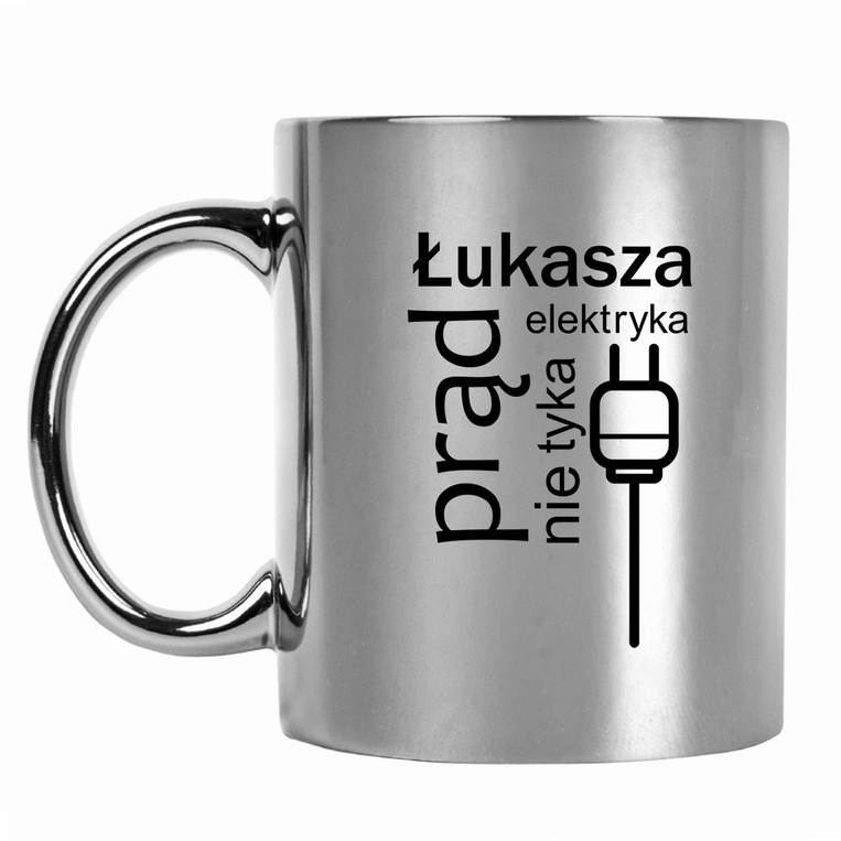Kubek srebrny z nadrukiem na PREZENT DLA ELEKTRYKA