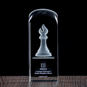 Nagroda w konkursie szachowym - GONIEC grawer w szklanej statuetce