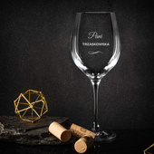 Grawerowany Kieliszek KROSNO do Wina z grawerem PANI + twoje NAZWISKO