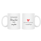 PERSONALIZOWANY kubek z nadrukiem DZIADEK WIE WSZYSTKO + IMIE
