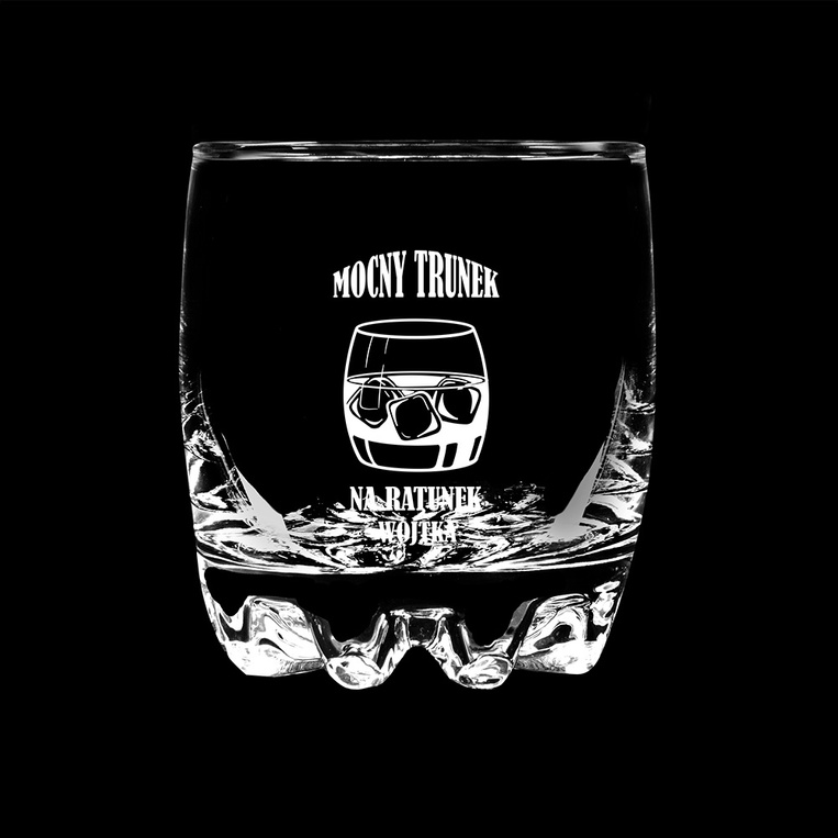 Szklanka do whisky z grawerem MOCNY TRUNEK NA RATUNEK + IMIE