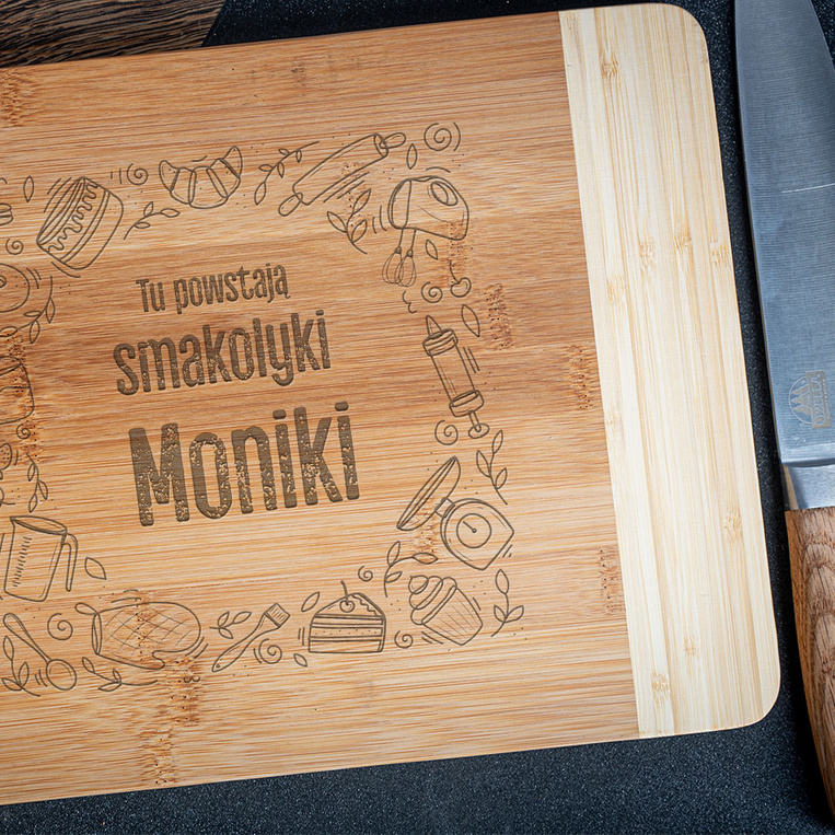 PREZENT DLA NIEJ personalizowana deska drewniana SMAKOŁYKI MONIKI