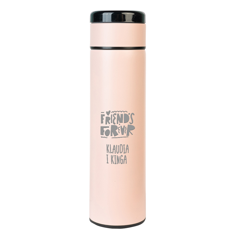 Personalizowana butelka termiczna różowa z grawerem dla przyjaciółki