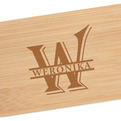 Lunch box biały z bambusową pokrywką GRAWEROWANY MONOGRAM