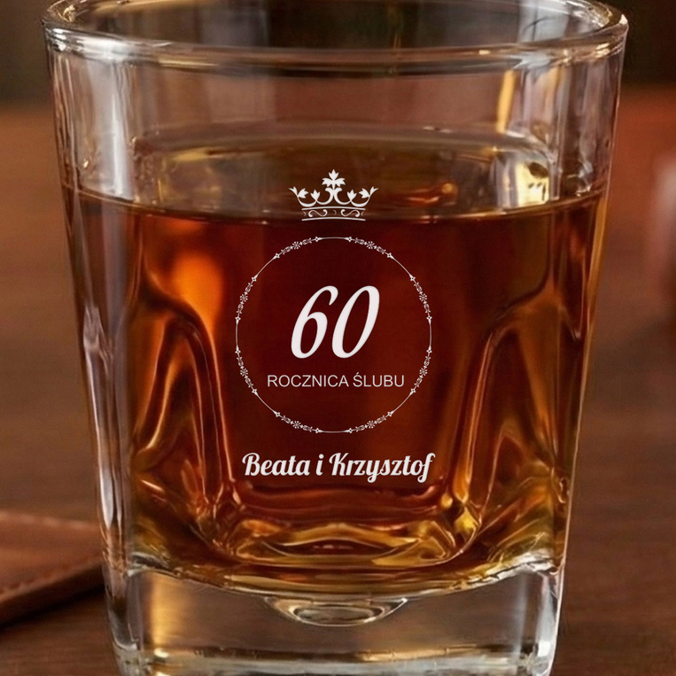 Szklanka do whisky 60 ROCZNICA ŚLUBU z grawerem