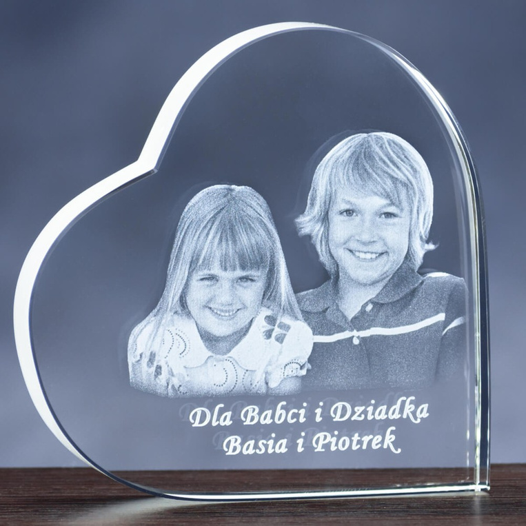 Fotokryształ - zdjęcie wnuków wygrawerowane na PREZENT DLA DZIADKÓW