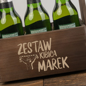 Nosidło drewniane na piwo z grawerem ZESTAW KIBICA + IMIĘ