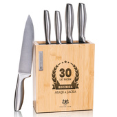 Zestaw noży w bloku z personalizowanym grawerem na 30. ROCZNICĘ ŚLUBU