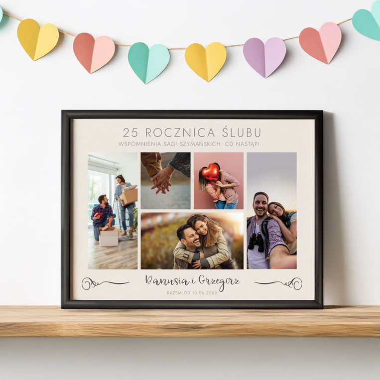 Personalizowany plakat w ramce – prezent na 25. rocznicę ślubu