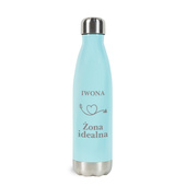 Butelka termiczna niebieska z grawerem ŻONA IDEALNA na prezent