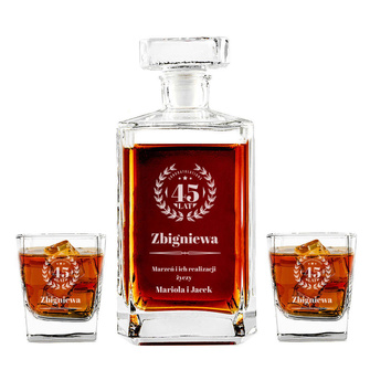 Zestaw karafka i 2 szklanki Z OKAZJI 45 URODZIN dla niego