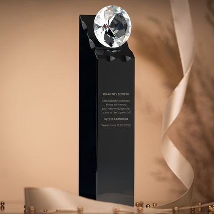 Statuetka Trofeum z diamentem DIAMENTY BIZNESU dla KOBIETY SUKCESU