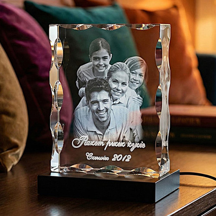 Fotolampka – fotokryształ 2D z pamiątkowym zdjęciem i dedykacją na LED