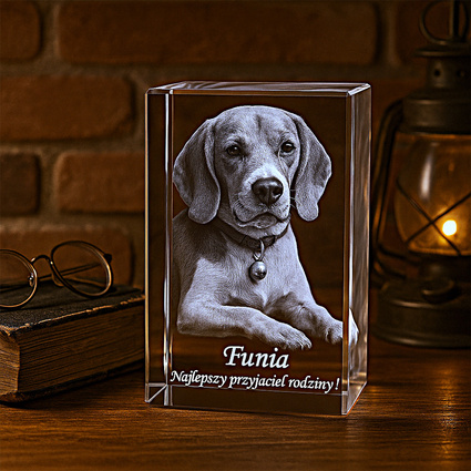 Zdjęcie Twojego pieska w trójwymiarze - grawer w statuetce szklanej