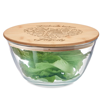 Szklana salaterka z personalizacją grawerem SMAKOWITA KUCHNIA + IMIĘ