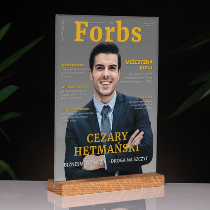 Statuetka z akrylu 21x30 mm – Okładka magazynu Forbs | Prezent dla Biznesmena