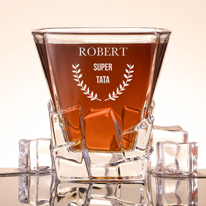 Szklanka do whisky PREMIUM z grawerem „Super Tata” – NA DZIEŃ OJCA