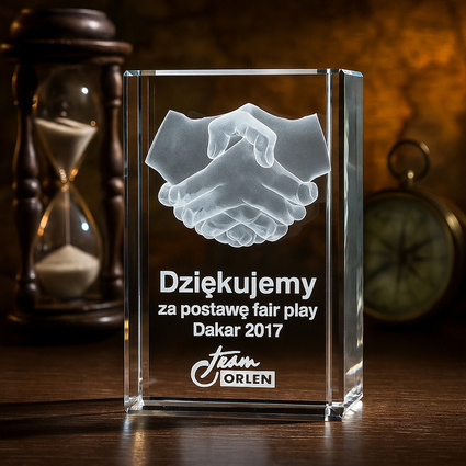 Biznesowa Statuetka 3D Podziękowania za współpracę Logo firmowe Grawer