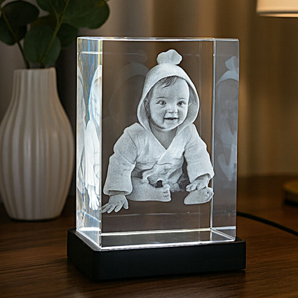 Duży fotokryształ 3D ze zdjęciem dziecka – chrzest, roczek, komunia
