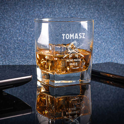 Szklanka do whisky DLA WĘDKARZA z grawerem ZŁOWI KAŻDĄ OKAZJĘ + IMIĘ