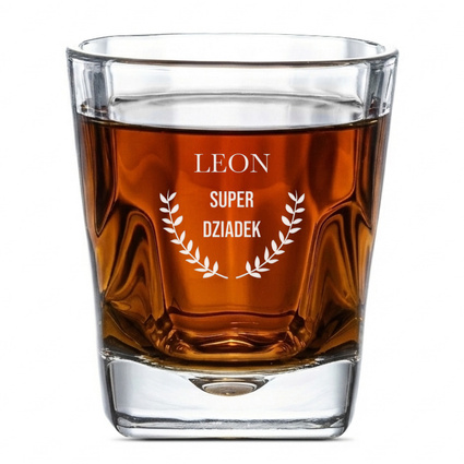 Szklanka do whisky z grawerem SUPER DZIADEK LEON