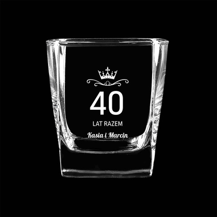 Szklanka do whisky z grawerem 40 LAT RAZEM