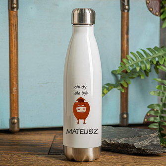 Butelka termiczna DLA KOLEGI z nadrukiem CHUDY ALE BYK + IMIĘ
