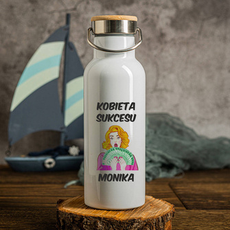 Termos z korkiem bambusowym na prezent KOBIETA SUKCESU