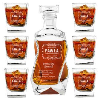 PERSONALIZOWANY zestaw do whisky z 6 szklankami NALEWKA DZIADKA