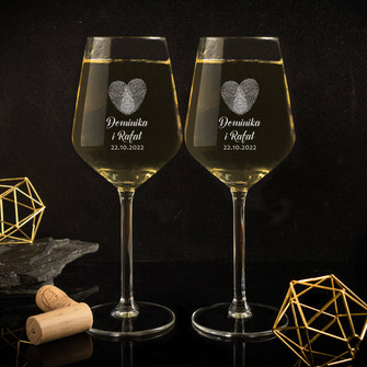 2 kieliszki z grawerem FINGERPRINT na prezent NA ŚLUB I ROCZNICĘ