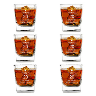 6 szklanek do whisky z grawerem z okazji PORCELANOWEJ ROCZNICY - 20 lat razem