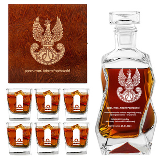 Grawerowana karafka i szklanki w skrzynce - PREZENT DLA MARYNARZA