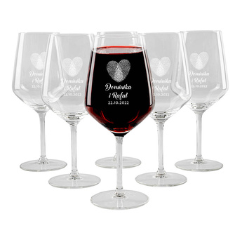 Zestaw 6 kieliszków do wina czerwonego z grawerem NA ŚLUB ROCZNICĘ