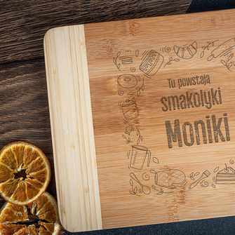 PREZENT DLA NIEJ personalizowana deska drewniana SMAKOŁYKI MONIKI