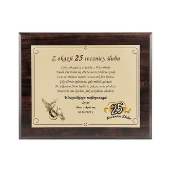 Dyplom na 25 ROCZNICĘ ŚLUBU - prezent personalizowany