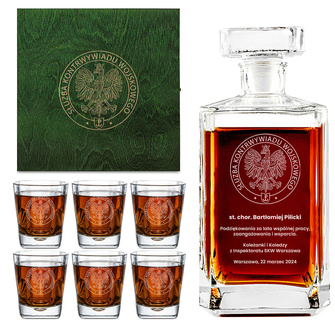 Prezent dla żołnierza SKW - grawerowana karafka + 6 szklanek w skrzynce